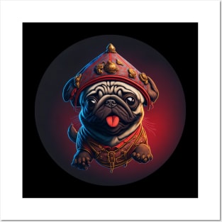 Pirate jumping pug Posters and Art